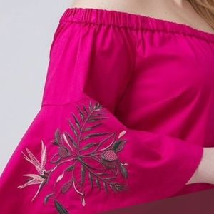 Lane Bryant fuchsia off shoulder crop top